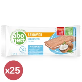 Abonett gluténmentes kókuszos szendvics 25x26 g – ropogós, cukormentes snack