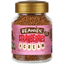 Beanies Strawberries &amp;amp; Cream ízű instant kávé 50 g – eper-tejszín ízű, vegán, cukormentes instant kávé