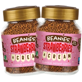 Beanies Strawberries &amp; Cream ízű instant kávé DUO 2x50 g – cukormentes, alacsony kalóriás ízesített kávé