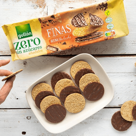 Gullón Thins Zero Tejcsokoládés Zabkeksz hozzáadott cukor nélkül 150 g