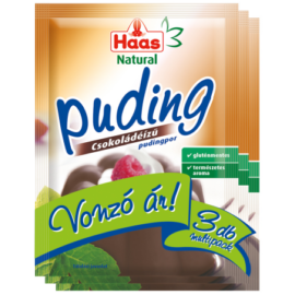 Haas Natural csokoládéízű pudingpor 3x44 g - Natur Reform