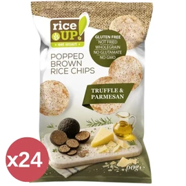 Rice Up! Chips Szarvasgombás-Parmezános kínáló 24X60 g – puffasztott barna rizs chips szarvasgomba parmezán ízesítéssel 24 darabos kínáló