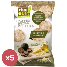 Rice Up! Chips Szarvasgombás-Parmezános csomag 5X60 g – puffasztott barna rizs chips szarvasgomba parmezán ízesítéssel 5 darabos csomagban