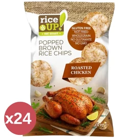 Rice Up! Chips Sült csirke ízesítésű kínáló 24X60 g – puffasztott barna rizs chips sült csirke ízesítéssel 24 darabos kínáló kiszerelésben