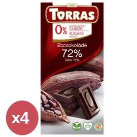 Torras vegán étcsokoládé 72% hozzáadott cukor nélkül 4X75 g - Natur Reform