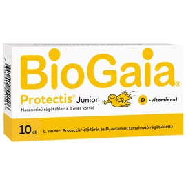 BioGaia Junior narancsos rágótabletta D-vitaminnal 10 db 