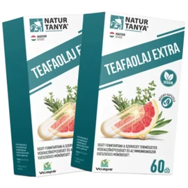 Natur Tanya® Teafaolaj Extra DUO csomag, két dobozban összesen 120 Vcaps® növényi kapszula teafaolajjal és további növényi kivonatokkal.