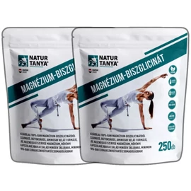 Natur Tanya® MAGNÉZIUM-BISZGLICINÁT DUO csomag, két 250 db‑os, simítózáras, minimum 90%-ban újrahasznosítható tasakkal.