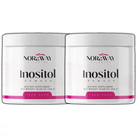 NORaWAY Inositol por DUO 2×300 g adagolókanállal – 100% tiszta myo-inozitol étrend-kiegészítő csomag