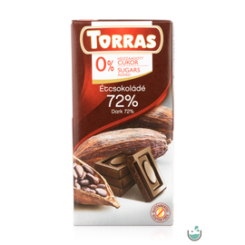 Torras vegán étcsokoládé 72%-os kakaótartalommal hozzáadott cukor nélkül (gluténmentes) 75 g