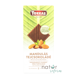 Torras Stevia Mandulás tejcsokoládé hozzáadott cukor nélkül 100 g