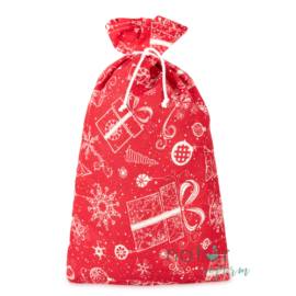 Zero Waste Mikulás zsák (piros, karácsonyi mintás)