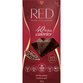 RED Delight Étcsokoládé 60%-os kakaótartalommal édesítőszerekkel 100 g