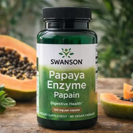 Swanson Papaya Enzim Papain 100 mg DUO 2×60 vegán kapszula – emésztőenzim étrend-kiegészítő csomag