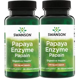 Swanson Papaya Enzim Papain 100 mg DUO 2×60 vegán kapszula – emésztőenzim étrend-kiegészítő csomag