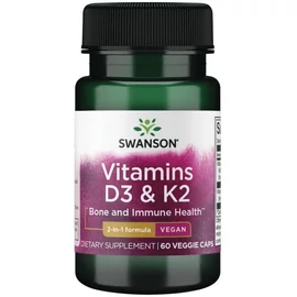 Swanson D3 + K2 vitaminok - 60 db növényi (vegán) kapszula