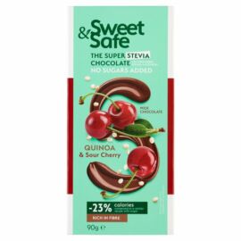 Sweet&amp;Safe Tejcsokoládé quinoával, meggyel hozzáadott cukor nélkül 90 g