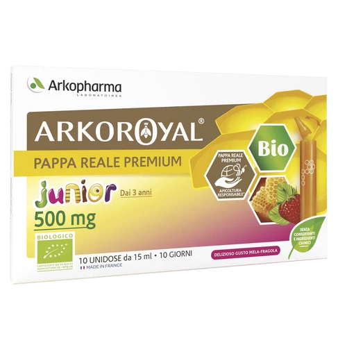 Arkoroyal Junior Bio méhpempő ivóampulla eper ízben 500 mg 10 x 15 ml