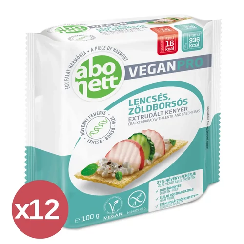 Abonett VeganPro extrudált kenyér lencsés-zöldborsós kínáló 12X100 g - Natur Reform