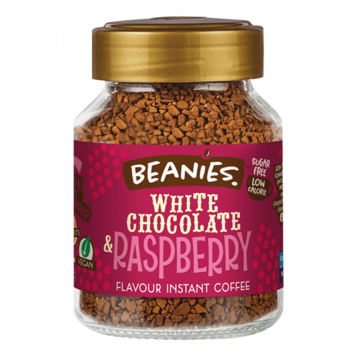 Beanies Fehércsokis málna ízű instant kávé 50 g – Natur Reform