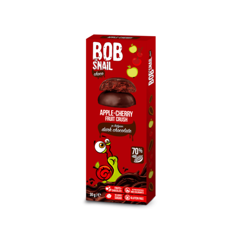 Bob Snail Gyümölcs snack étcsokoládé alma-meggy 30 g - Natur Reform