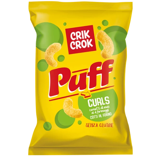 Crik Crok Puff curls - Gluténmentes négysajtos kukorica snack 110 g