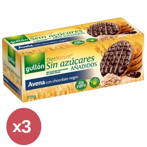 Gullón ZERO Avena étcsokoládé zabkeksz 3X275 g - Natur Reform