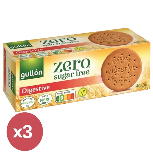 Gullón Digestive ZERO korpás keksz 3X400 g - Natur Reform