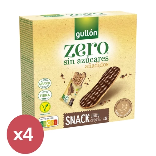 Gullón ZERO Snack Teljes kiőrlésű szelet étcsokoládé bevonattal 4X150 g - Natur Reform