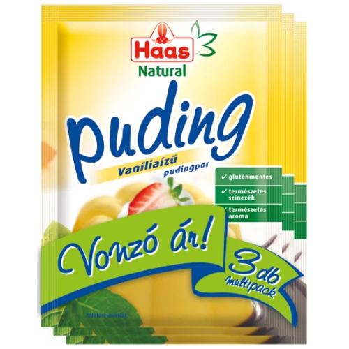 Haas Natural vaníliaízű pudingpor 3x40 g - Natur Reform