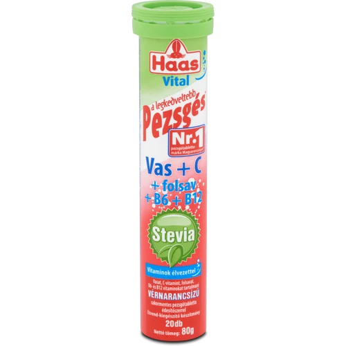 Haas Stevia Vas+C cukormentes pezsgőtabletta 80 g