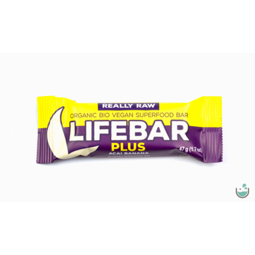 Lifebar plus acai + banán nyers vegán bio superfood szelet 47 g 
