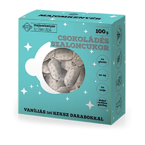 Majomkenyér Csokoládés szaloncukor vaníliás ízű kekszdarabokkal 100 g – Natur Reform