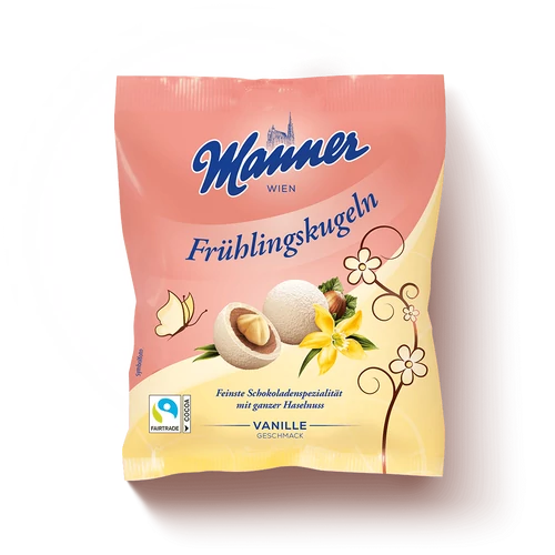 Manner Vaníliás tavaszi pralinégolyó egész mogyoróval 120 g - Natur Reform