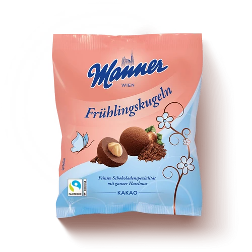 Manner Kakaós tavaszi pralinégolyó egész mogyoróval 120 g - Natur Reform