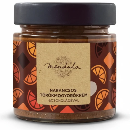 Mendula Narancsos törökmogyorókrém étcsokoládéval 180 g – karácsonyi ízű kézműves krém