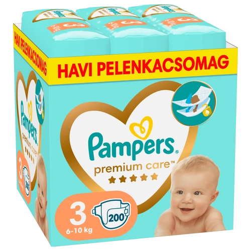 Pampers Premium Care pelenka 3, 6-10 kg, HAVI CSOMAG 200 db – Natur Reform