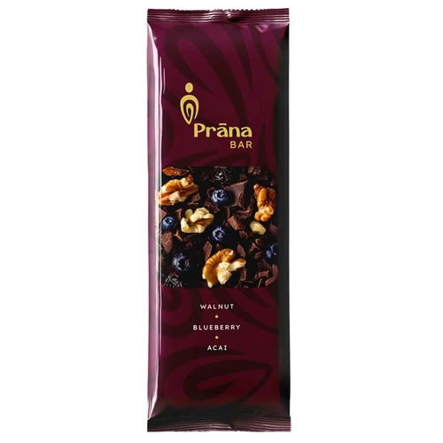 Prana diós-áfonyás szelet 35 g acai porral, puha állagú snack diós alappal és gyümölcsös ízvilággal