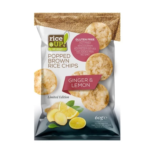 Rice UP! Barna rizs chips citrom és gyömbér ízesítéssel 60 g