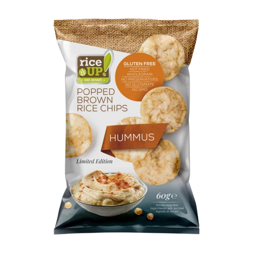 Rice UP! Hummus ízesítésű barna rizs chips 60 g – Natur Reform