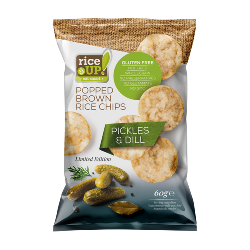 Rice UP! Savanyú uborka és kapor ízesítésű barna rizs chips 60 g – Natur Reform