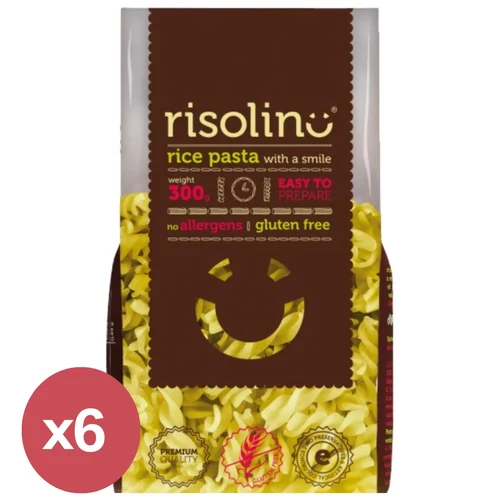 Risolino Gluténmentes rizstészta Fusilli 6x300 g, búza-, tej- és tojásmentes spiráltészta