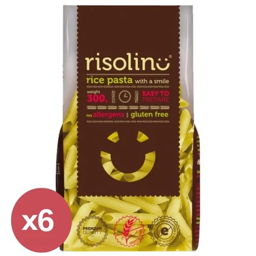 Risolino Gluténmentes rizstészta Penne 6x300 g, búza-, tej- és tojásmentes