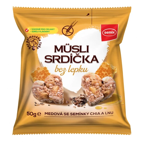 Semix Gluténmentes müzli szívek mézzel és chia maggal 50 g – Natur Reform