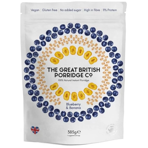 The Great British Porridge Áfonya &amp; banán ízű instant zabkása 385 g – Natur Reform