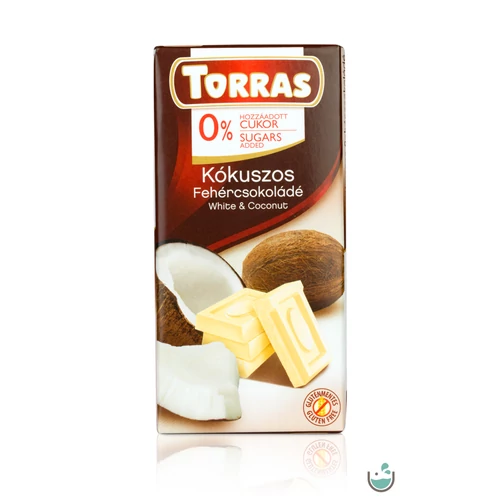 Torras kókuszos fehércsokoládé hozzáadott cukor nélkül 75 g – Natur Reform