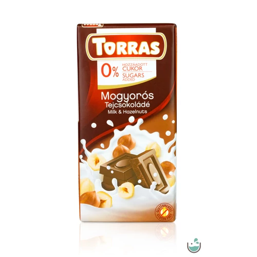 Torras mogyorós tejcsokoládé hozzáadott cukor nélkül 75 g – Natur Reform