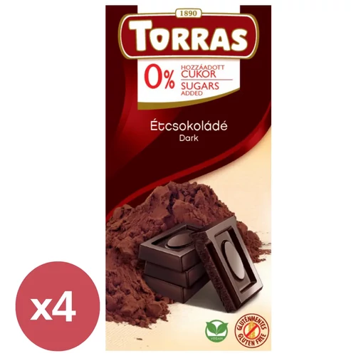 Torras Vegán étcsokoládé 52% hozzáadott cukor nélkül, gluténmentes, 4x75 g csomag – Natur Reform