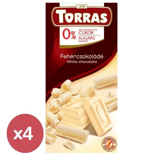 Torras Fehércsokoládé hozzáadott cukor nélkül 4X75 g - Natur Reform