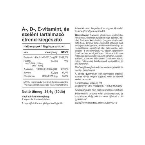 Vitaking A+D+E Plus Szelén – 30 db